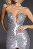 Load image into Gallery viewer, Sparkly Silver Sequins Mermaid High Low Prom Dress
