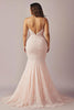 Load image into Gallery viewer, Pink Lace Mermaid Spaghetti Straps Long Prom Dress with Slit