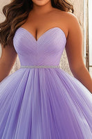 Load image into Gallery viewer, Lilac Strapless Ball Gown Long Plus Size Prom Dress