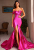 Load image into Gallery viewer, Fuchsia One Shoulder Ruched Long Mermaid Prom Dress with Slit