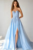 Load image into Gallery viewer, Sky Blue Sweetheart Long A Line Prom Dress with Slit