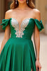 Load image into Gallery viewer, Dark Green Off The Shoulder Long Ball Gown Prom Dress with Ruffles