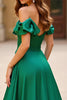 Load image into Gallery viewer, Dark Green Off The Shoulder Long Ball Gown Prom Dress with Ruffles