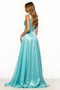 Load image into Gallery viewer, Slate Blue V-Neck Long A Line Prom Dress with Pockets