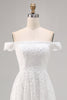 Load image into Gallery viewer, White Off the Shoulder Lace High-Low A Line Boho Maxi Dress