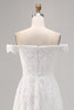 Load image into Gallery viewer, White Off the Shoulder Lace High-Low A Line Boho Maxi Dress
