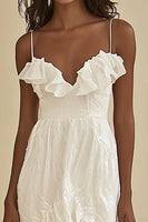 Load image into Gallery viewer, White Chiffon High-Low Mermaid Graduation Dress with Ruffles