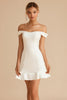 Load image into Gallery viewer, White Satin Off The Shoulder Short A Line Graduation Dress