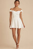 Load image into Gallery viewer, White Satin Short A Line Graduation Dress with Ruffles