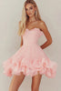 Load image into Gallery viewer, Pink Lace Short Graduation Dress with Ruffles