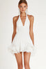 Load image into Gallery viewer, White Organza Halter Short A Line Graduation Dress with Ruffles