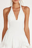 Load image into Gallery viewer, White Organza Halter Short A Line Graduation Dress with Ruffles