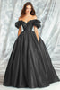 Load image into Gallery viewer, Black Off the Shoulder Ball Gown Long Prom Dress