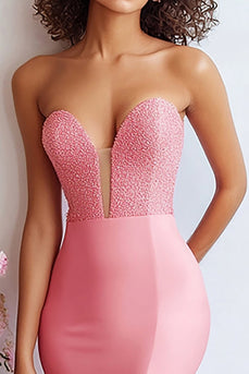 Sparkly Watermelon Sequin Mermaid Long Prom Dress with Slit
