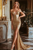 Load image into Gallery viewer, Sparkly Gold Sequin Mermaid Long Prom Dress with Slit