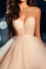 Load image into Gallery viewer, Champagne Tulle Sweetheart Ball Gown Long Prom Dress with Slit