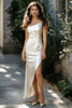 Load image into Gallery viewer, Ivory Satin One Shoulder Asymmetrical Engagement Dress