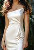 Load image into Gallery viewer, Ivory Satin One Shoulder Asymmetrical Engagement Dress