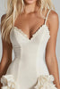 Load image into Gallery viewer, Ivory Satin V-Neck Short Graduation Dress with Ruffles