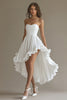 Load image into Gallery viewer, White Chiffon Strapless High-Low Engagement Dress with Ruffles