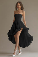 Load image into Gallery viewer, White Chiffon Strapless High-Low Engagement Dress with Ruffles