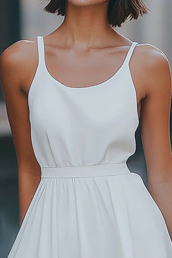 White Chiffon Scoop Short A Line Graduation Dress