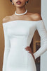 Load image into Gallery viewer, White Satin Long Sleeves Short Bodycon Graduation Dress