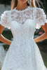 Load image into Gallery viewer, White Lace Short Sleeves A Line Short Graduation Dress