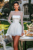 Load image into Gallery viewer, White Organza Long Sleeves Short A Line Graduation Dress