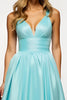 Load image into Gallery viewer, Mint Satin A Line V Neck Backless Long Prom Dress