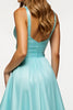 Load image into Gallery viewer, Mint Satin A Line V Neck Backless Long Prom Dress