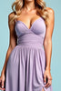 Load image into Gallery viewer, Lilac Pleated Satin A Line Long Prom Dress with Slit