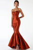 Load image into Gallery viewer, Rust Sweetheart Ruched Satin Mermaid Long Prom Dress