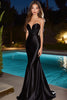 Load image into Gallery viewer, Black Satin Sweetheart Mermaid Long Prom Dress