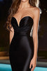 Load image into Gallery viewer, Black Satin Sweetheart Mermaid Long Prom Dress