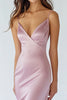 Load image into Gallery viewer, Pink Satin Mermaid Spaghetti Straps Long Prom Dress