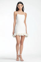 Load image into Gallery viewer, White Satin Spaghetti Straps Floral Short Bodycon Graduation Dress