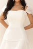 Load image into Gallery viewer, White Organza Short A Line Graduation Dress with Pleats