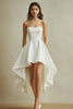 Load image into Gallery viewer, White Satin Strapless Asymmetrical A Line Graduation Dress