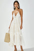 Load image into Gallery viewer, White V Neck Boho Maxi Dress with Ruffles