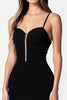 Load image into Gallery viewer, Black Satin Spaghetti Straps Short Bodycon Cocktail Dress
