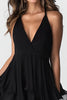 Load image into Gallery viewer, Black V-Neck Asymmetrical A Line Cocktail Dress with Ruffles