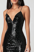 Load image into Gallery viewer, Sparkly Black Sequins V Neck Short Bodycon Cocktail Dress