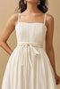 Load image into Gallery viewer, White Satin Long A Line Engagement Dress with Ruffles