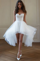 Load image into Gallery viewer, Organza Sweetheart White High-Low Bridal Shower Dress