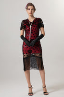 Load image into Gallery viewer, Sparkly Black Golden Bodycon Short Fringe 1920s Dress