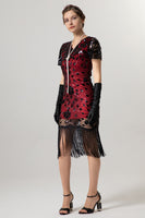 Load image into Gallery viewer, Sparkly Black Golden Bodycon Short Fringe 1920s Dress