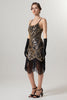 Load image into Gallery viewer, Sparkly Black Golden Spaghetti Straps Fringe 1920s Dress