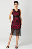 Load image into Gallery viewer, Sparkly Black Burgundy Bodycon Sleeveless Fringe 1920s Dress