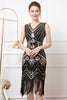 Load image into Gallery viewer, Black Golden Sparkly Bodycon 1920s Dress with Fringes